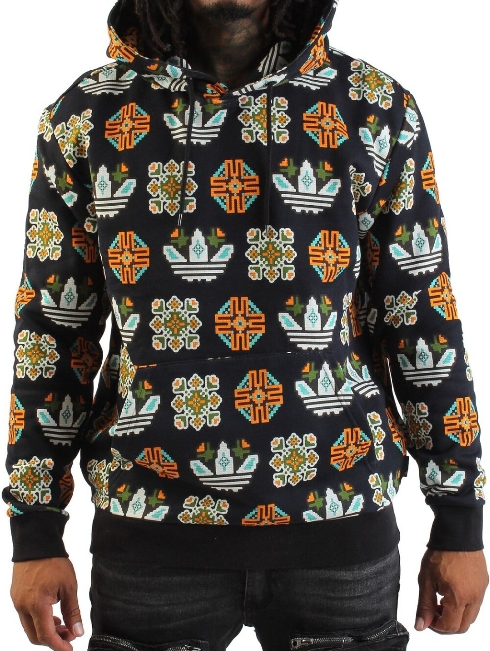 NWT Adidas Originals Men's Tile Print Hoodie Navy Black Small JW1085